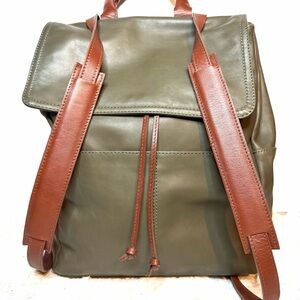 Sundance Olive Green Backpack with Brown Trim